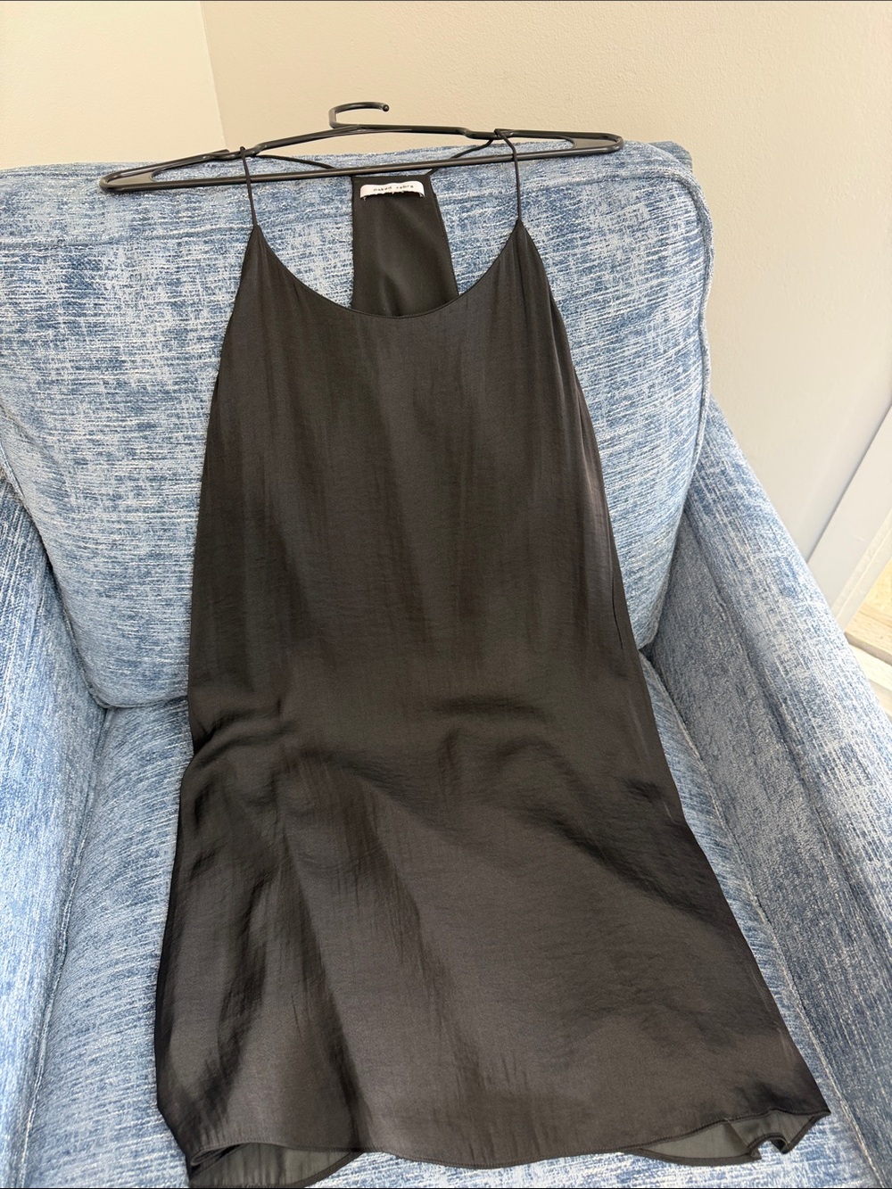 Naked Zebra Black Mini Slip Dress with Spaghetti Straps